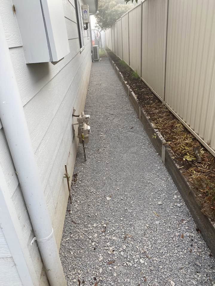 Clean gravel side path after clean-up