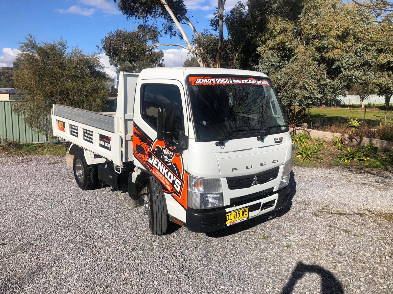 Jenko's branded Fuso tipper truck in the Boorowa district